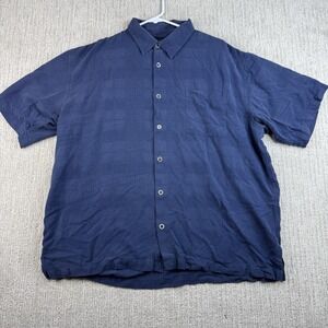 Vintage Silk Circa 1969 100% Silk Shirt Men's Size XXL Navy Blue